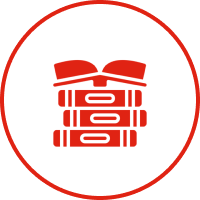 Open book atop three books